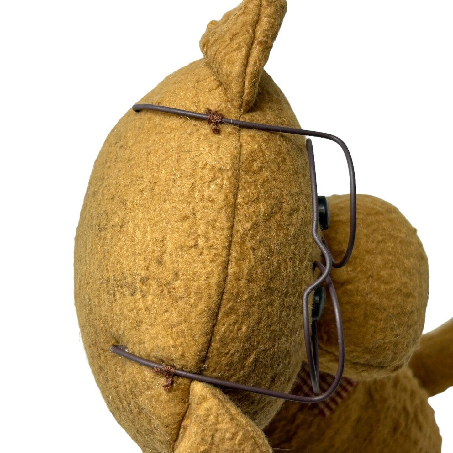 Osito de peluche con gafas, botones y articulaciones en color beige y tostado