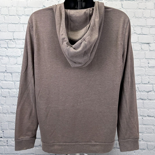 Armani Exchange AX 1/4 Quarter Zip Hoodie Hooded T Shirt Brown Mens XL X-Large