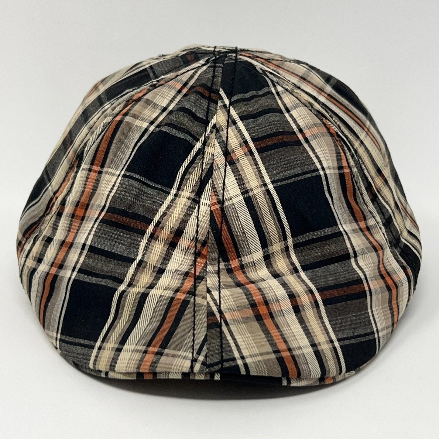 Vintage Crown Co Plaid Flat Cap Hat Ivy Newsboy Cabbie Driving Scally Beige S-M