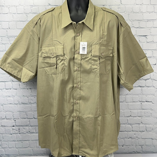 Horace Small Tactical Button Front Shirt Uniform SS Beige Tan Mens 3XL 19 1/2
