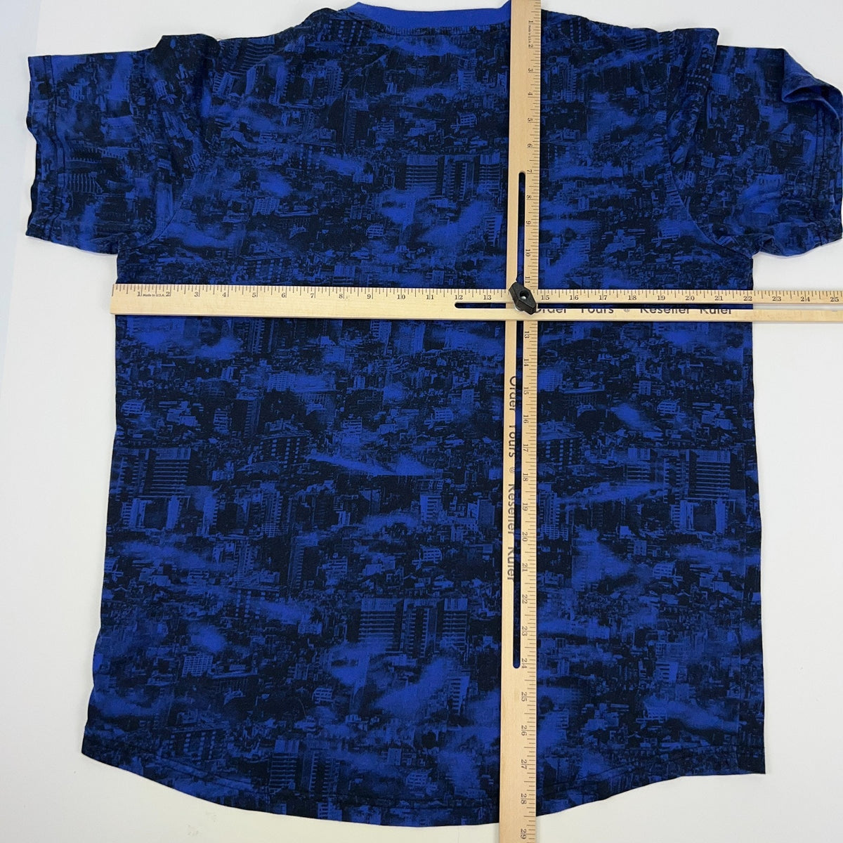 LRG Lifted Research Group City Scene T Shirt L Large Blue AOP All Over Print Tee