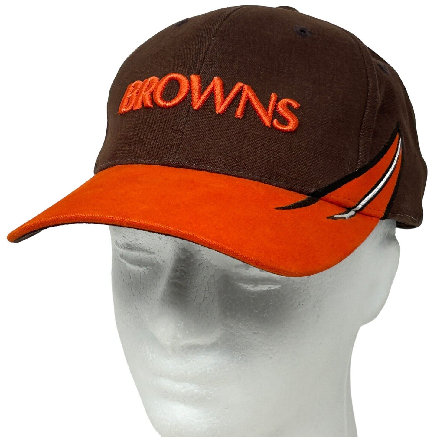 Cleveland Browns brown baseball cap with orange bill and embroidered logo on front
