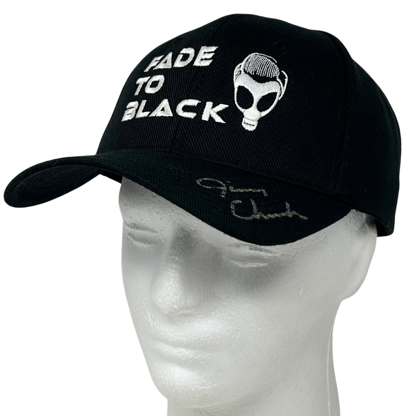 Black baseball cap featuring 'Fade to Black' text and Jimmy Church signature on the front