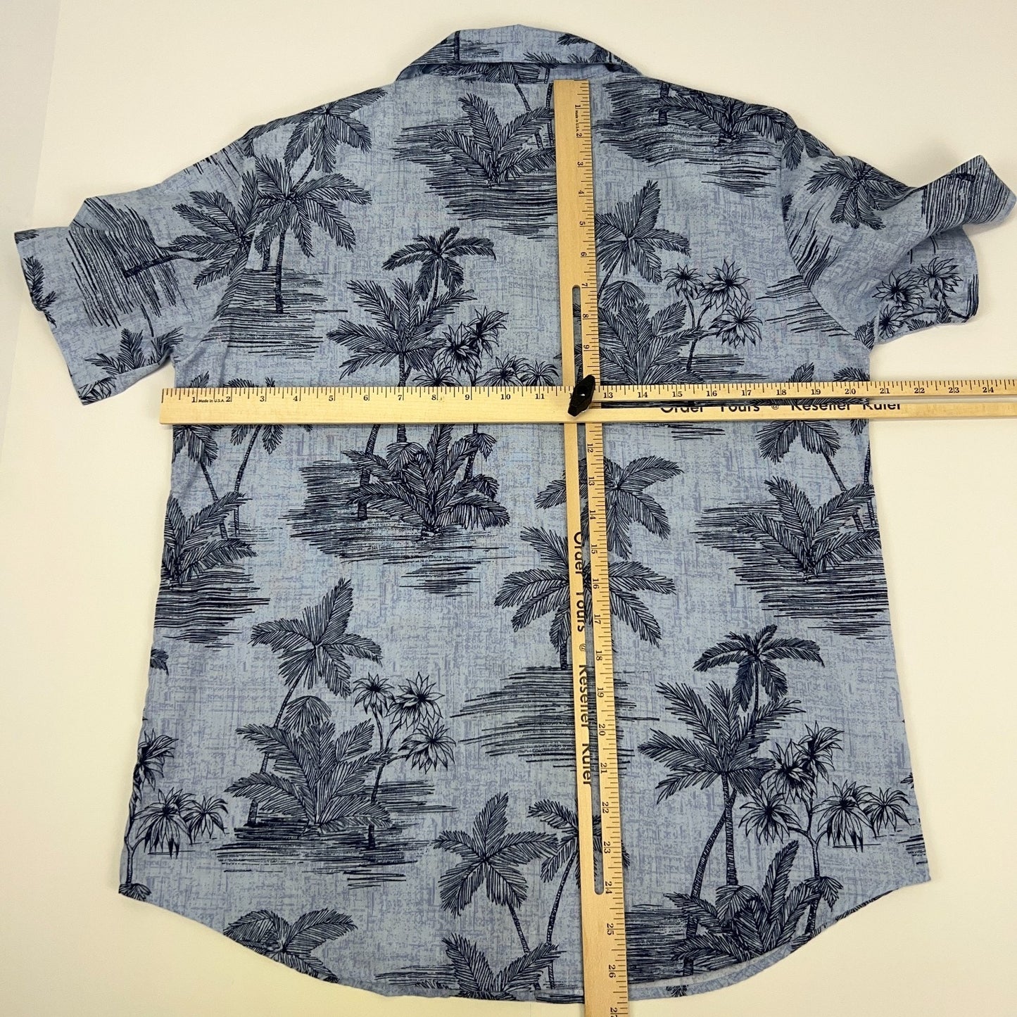 Vintage 90s Tapestry Hawaiian Camp Shirt Button Front USA Blue Womens S Small