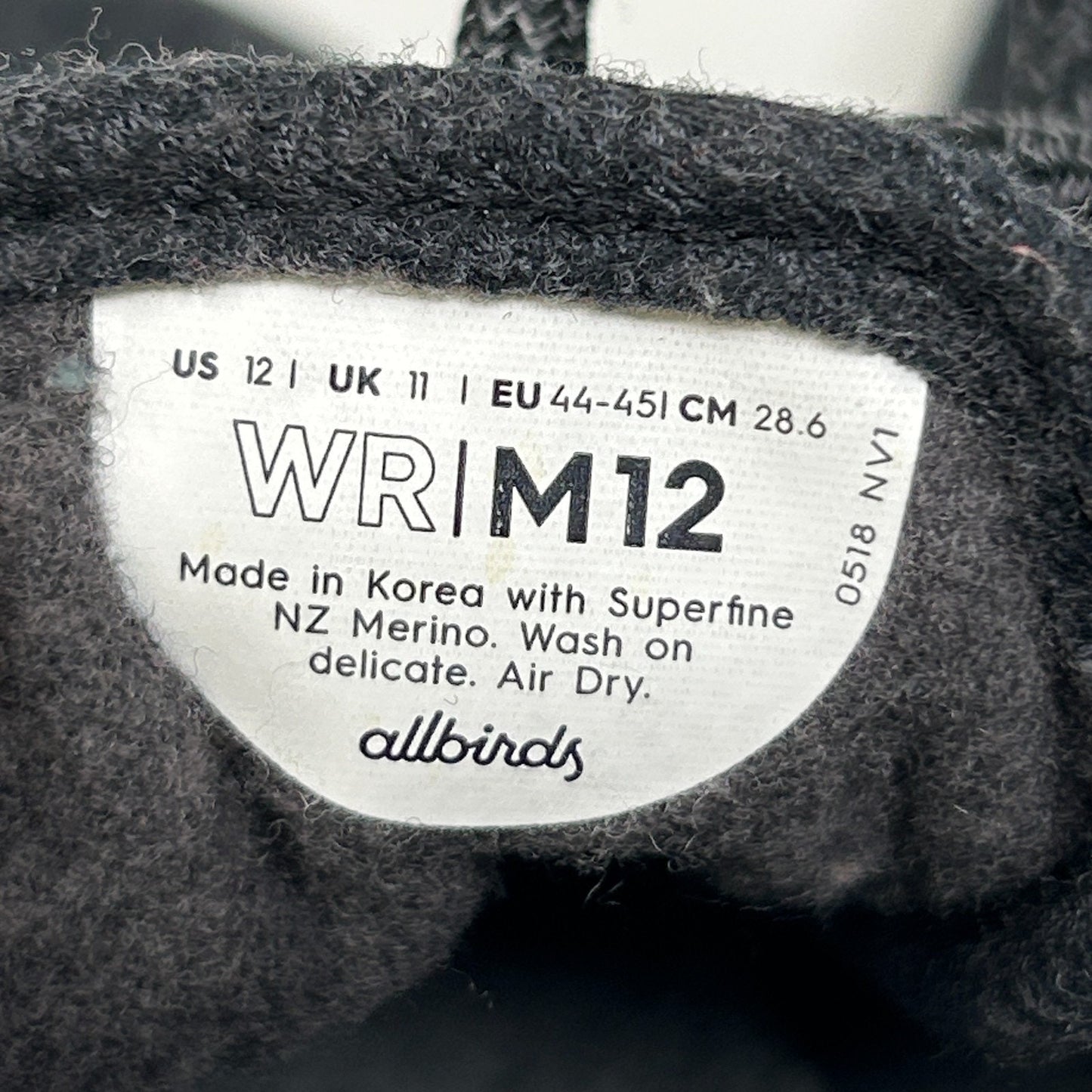 Allbirds Merino Wool Runner Shoes Sneakers Running 0518 NV1 Gray Mens 12