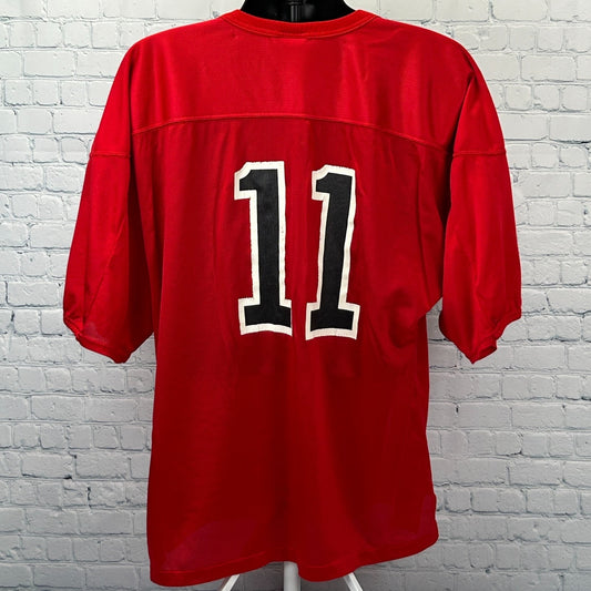 Vintage 90s Wisconsin Badgers Football Jersey Shirt Red USA Made Bike XL X-Large - Neon Vintage