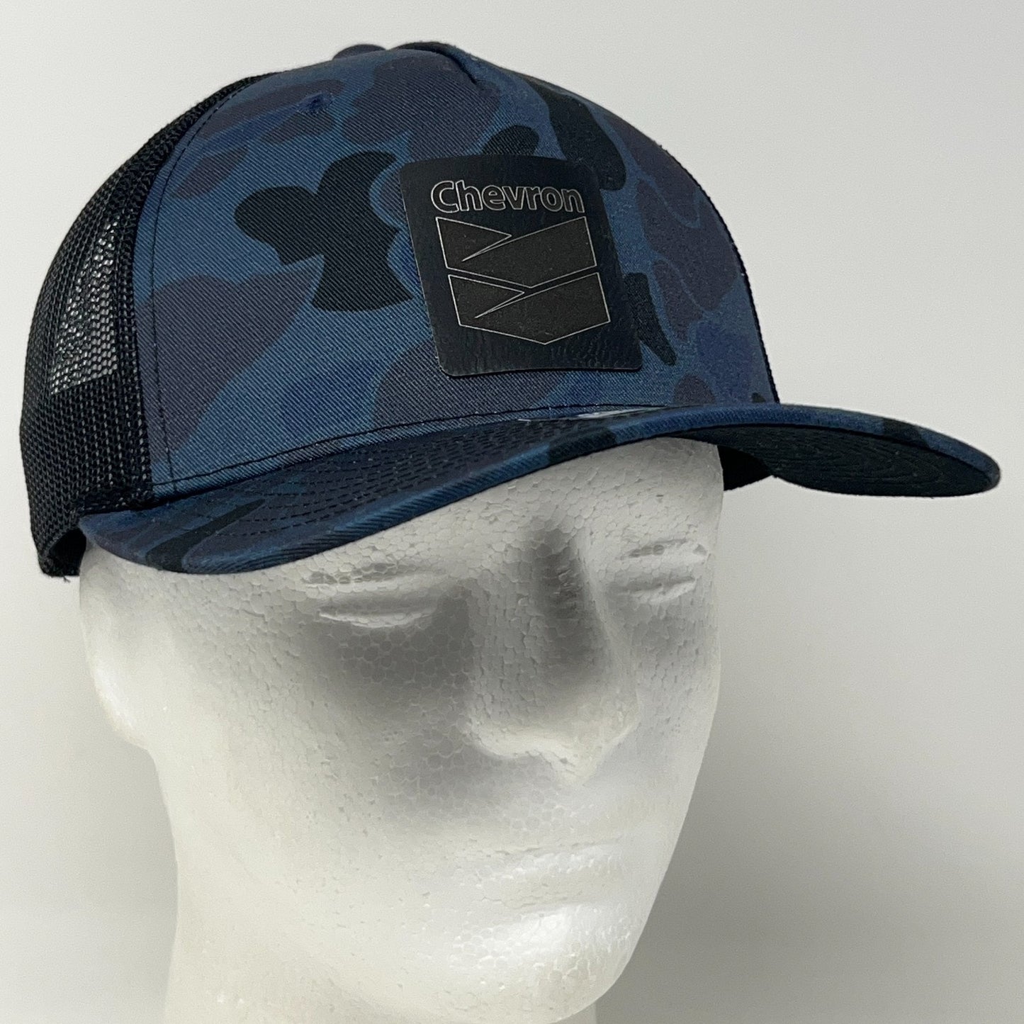 Chevron Trucker Hat Baseball Cap Mesh Snapback Blue Camo Camouflage Gas Stations