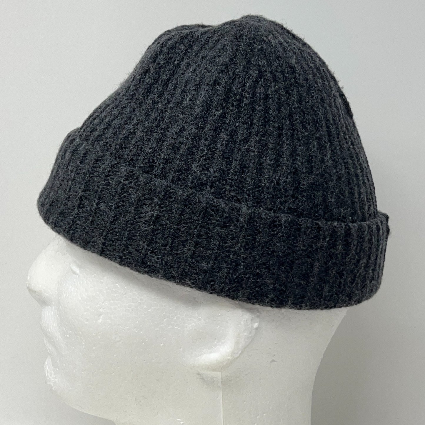 C Logo Womens Beanie Winter Hat Toque Flip Cuffed Ribbed Gray