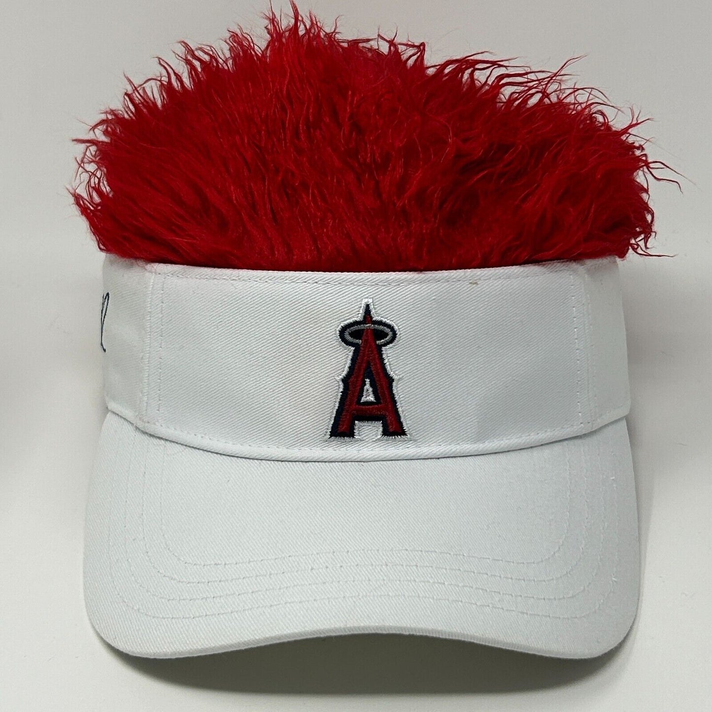 Los Angeles LA Angels Red Flair Hair Visor Hat Cap Kole Calhoun Baseball White