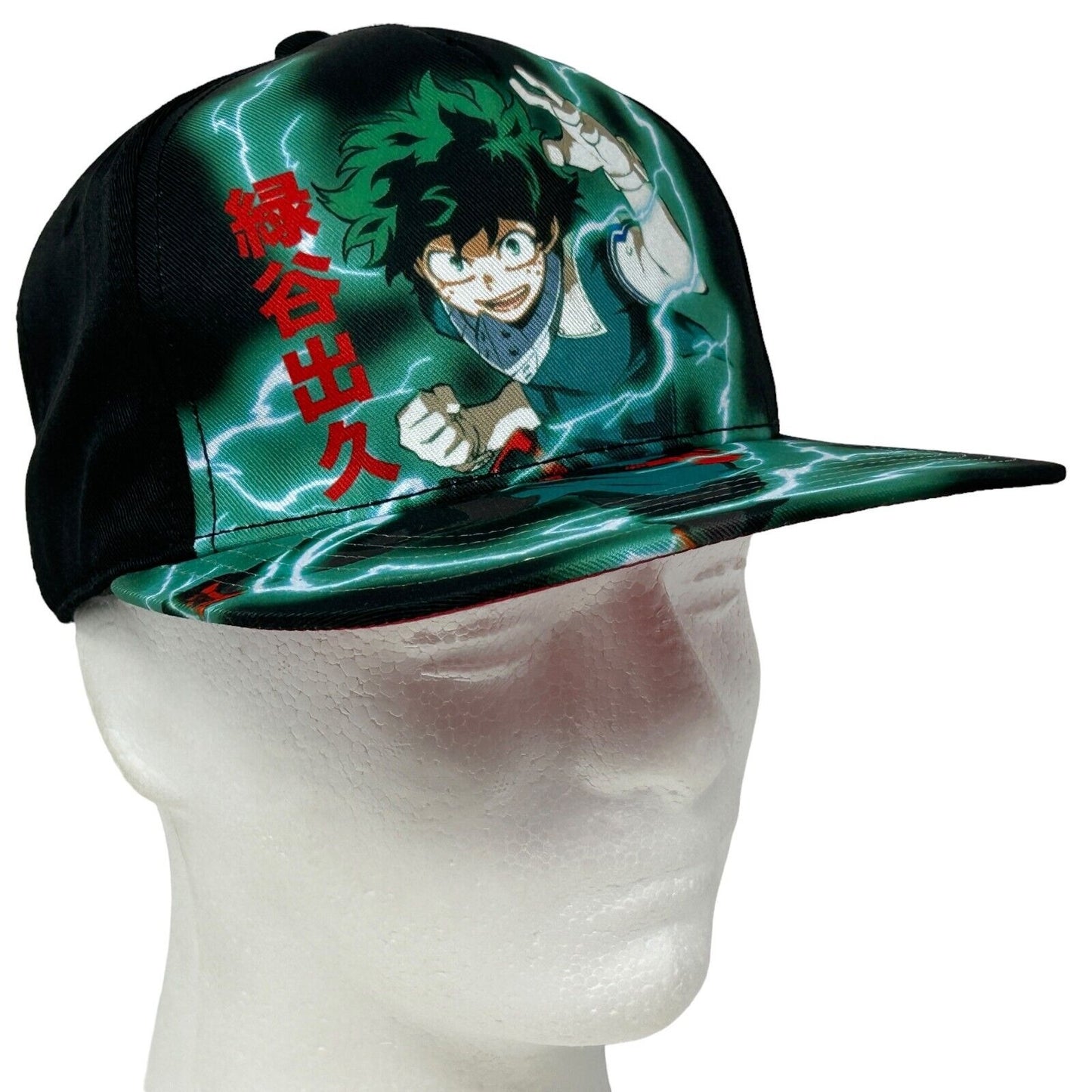 My Hero Academia Izuku Midoriya Hat Cap Black Manga Anime Deku 6 Panel Snapback - Neon Vintage