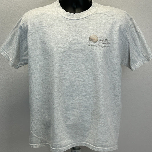 Gray Walt Disney World T-Shirt in medium size featuring a logo on the front