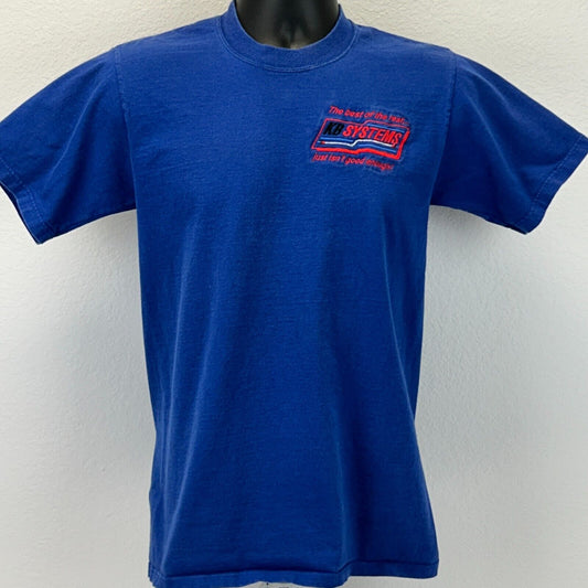 Vintage 90s KB Systems T Shirt Drag Auto Racing Dragster Hoses XRP Blue S Small