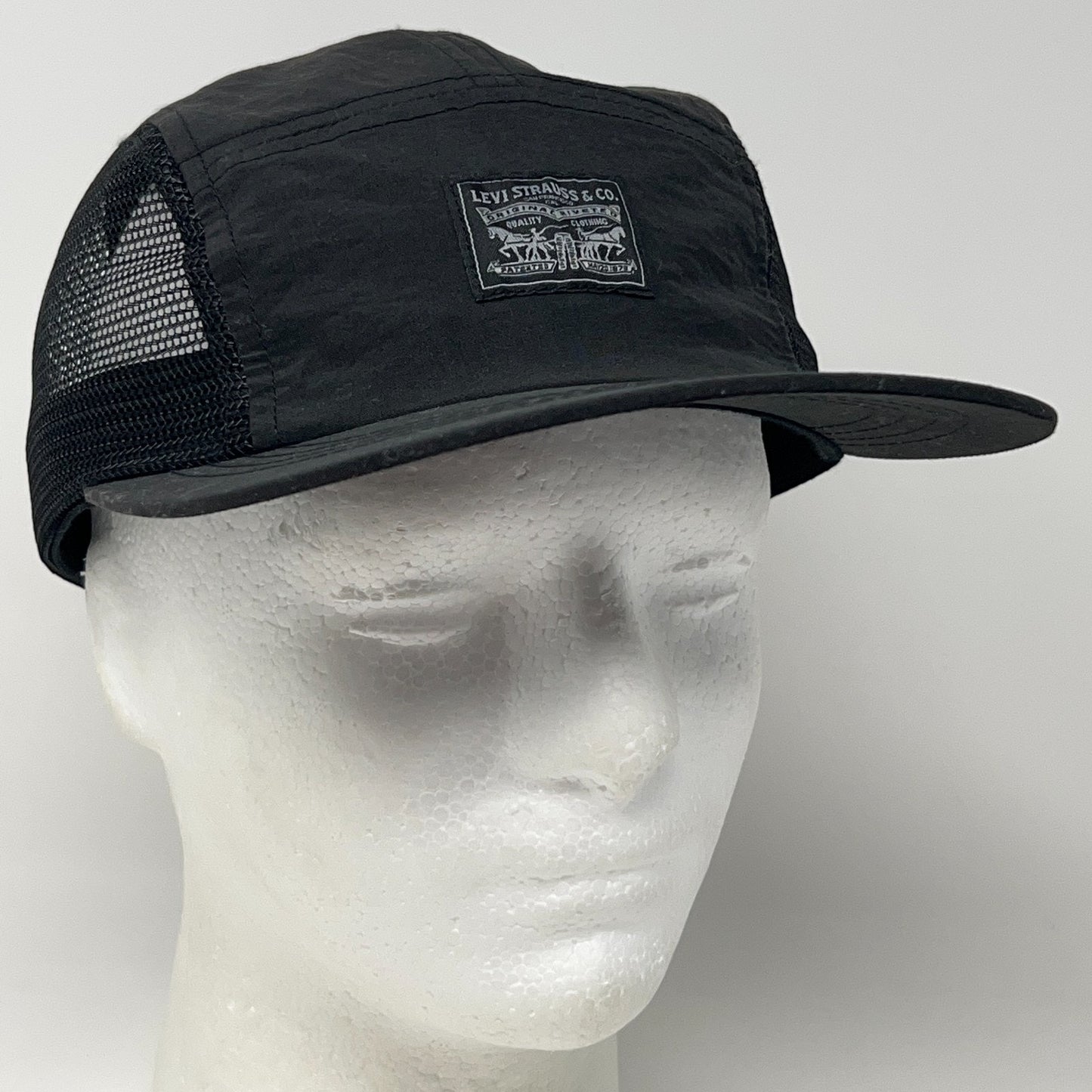 Levi Strauss Mesh Vented Camp Hat Baseball Cap Levis 5 Panel Strapback Black