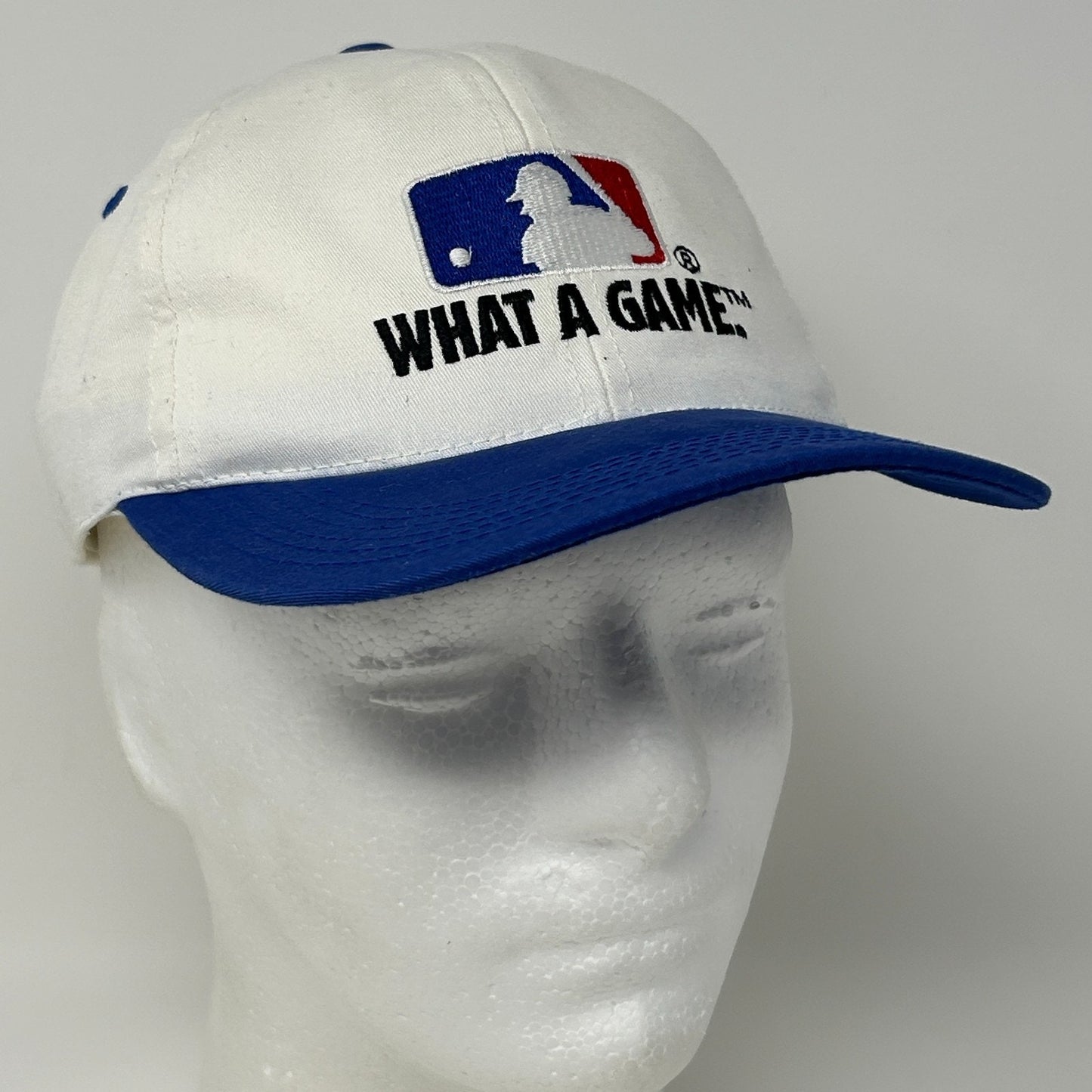 Vintage 90s MLB What A Game Youth Hat Baseball Cap Logo Kids Boys Snapback White