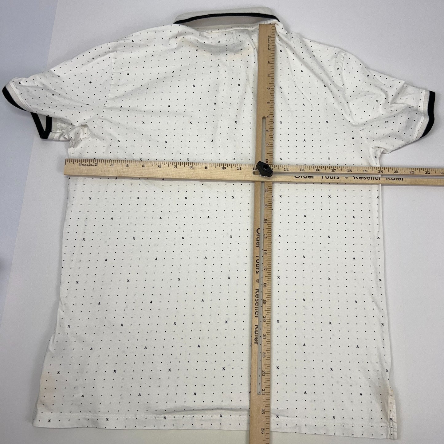 Armani Exchange Polo Shirt AX Spotted Polka Dot Pocket White Mens M Medium