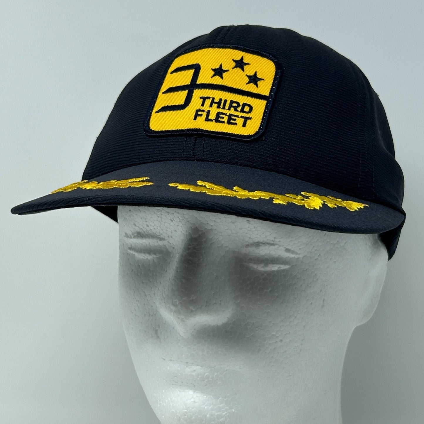 Vintage 80s Commander US Third Fleet Hat Baseball Cap USN Navy USA Snapback Blue