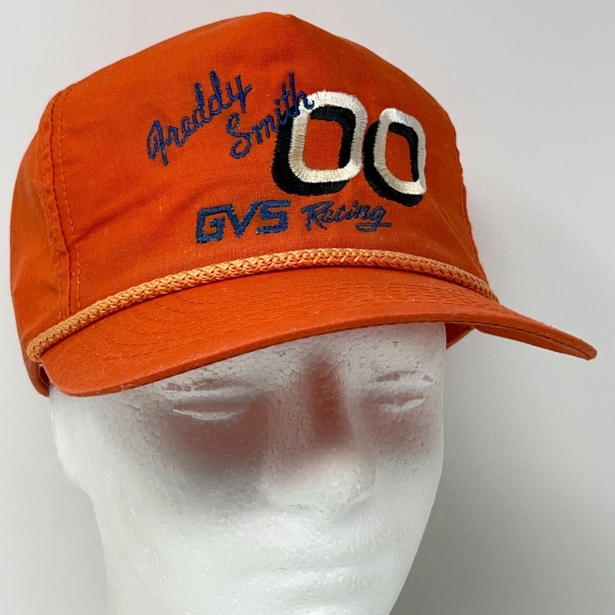 Vintage 90s Freddy Smith 00 GVS Racing Corded Rope Hat Cap Snapback Dirt Track