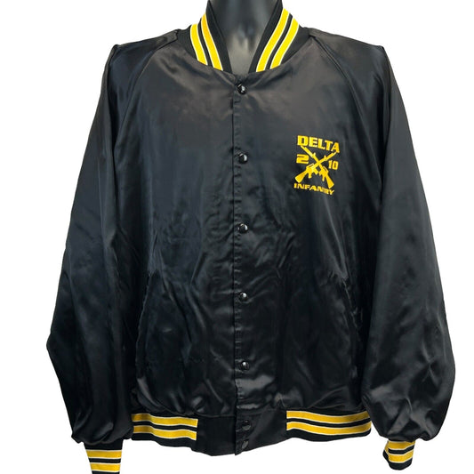 Vintage Delta Dawgs Company Satin Jacket Mens XXL 2XL Infantry Regiment Black - Neon Vintage