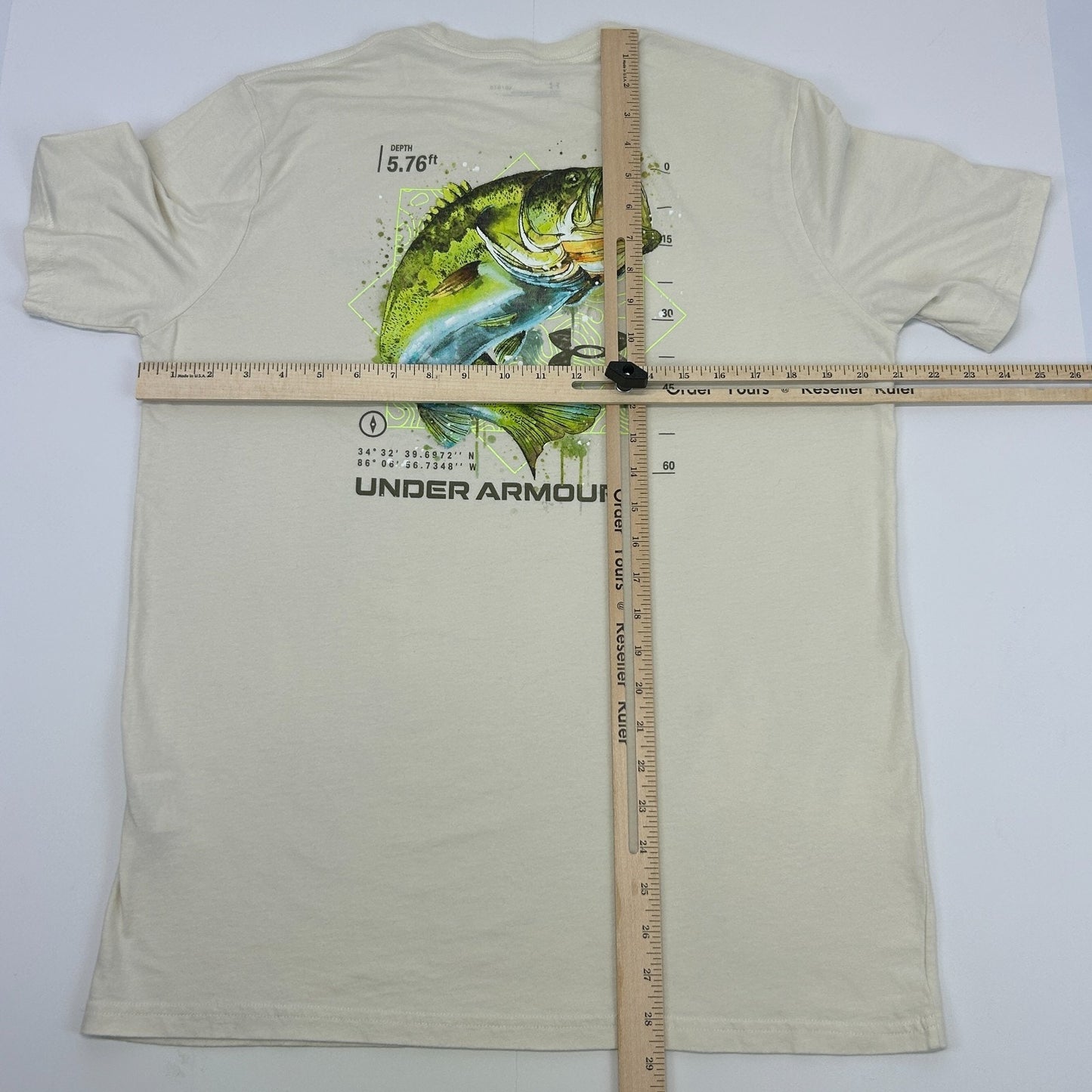 Under Armour Freshwater DVSN Division T Shirt Fishing Fisherman Ivory L Large