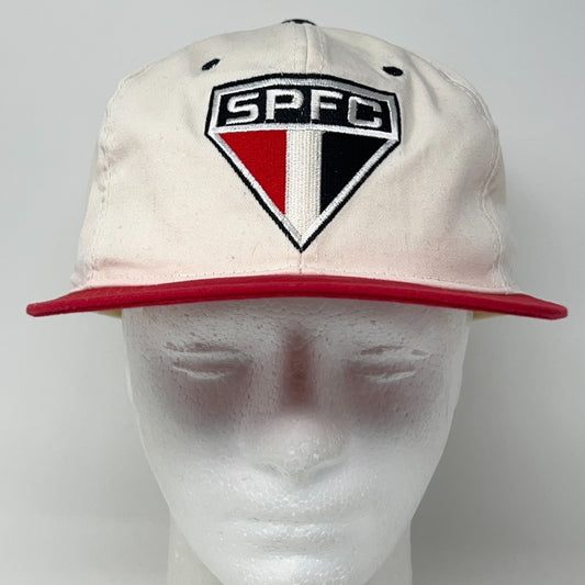 Vintage SPFC Sao Paulo FC Hat Baseball Cap Brazil Brasil Soccer Snapback White