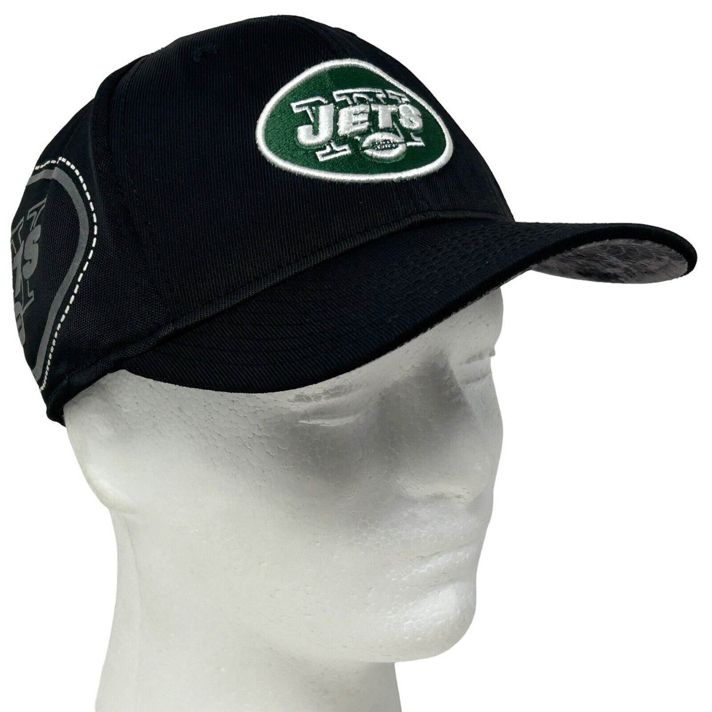 New York NY Jets Hat Cap Flex Fitted L/XL NFL On Field Reebok Football Black - Neon Vintage
