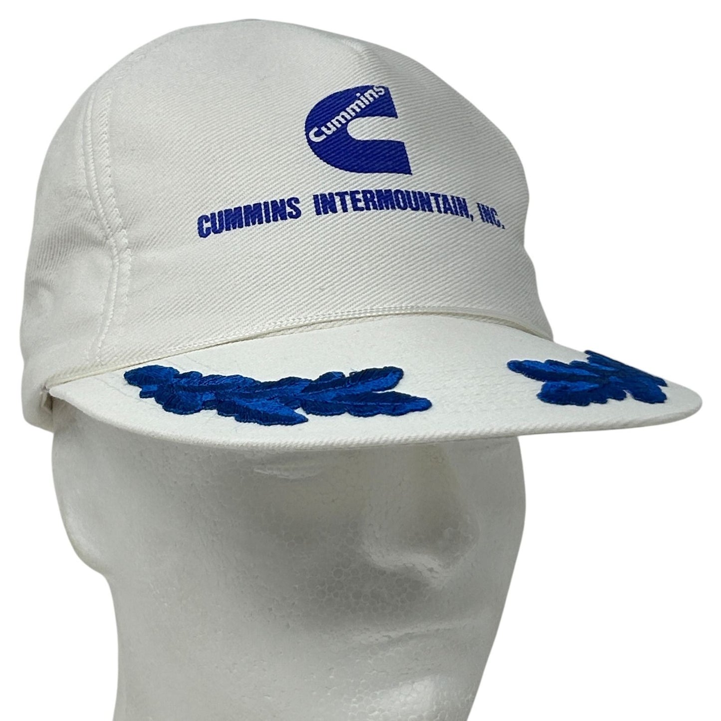 Vintage 80s Cummins Hat Baseball Cap Engines Scrambled Eggs Leaf Snapback White
