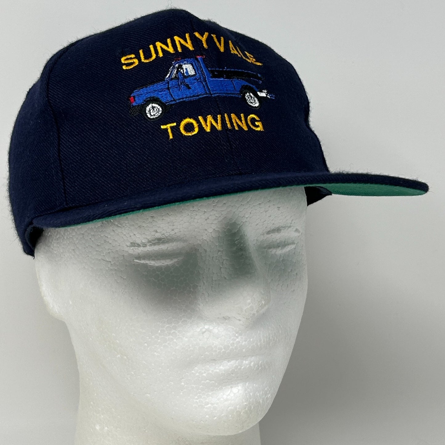 Vintage 90s Sunnyvale Towing Hat Baseball Cap Blue Tow Truck California Snapback