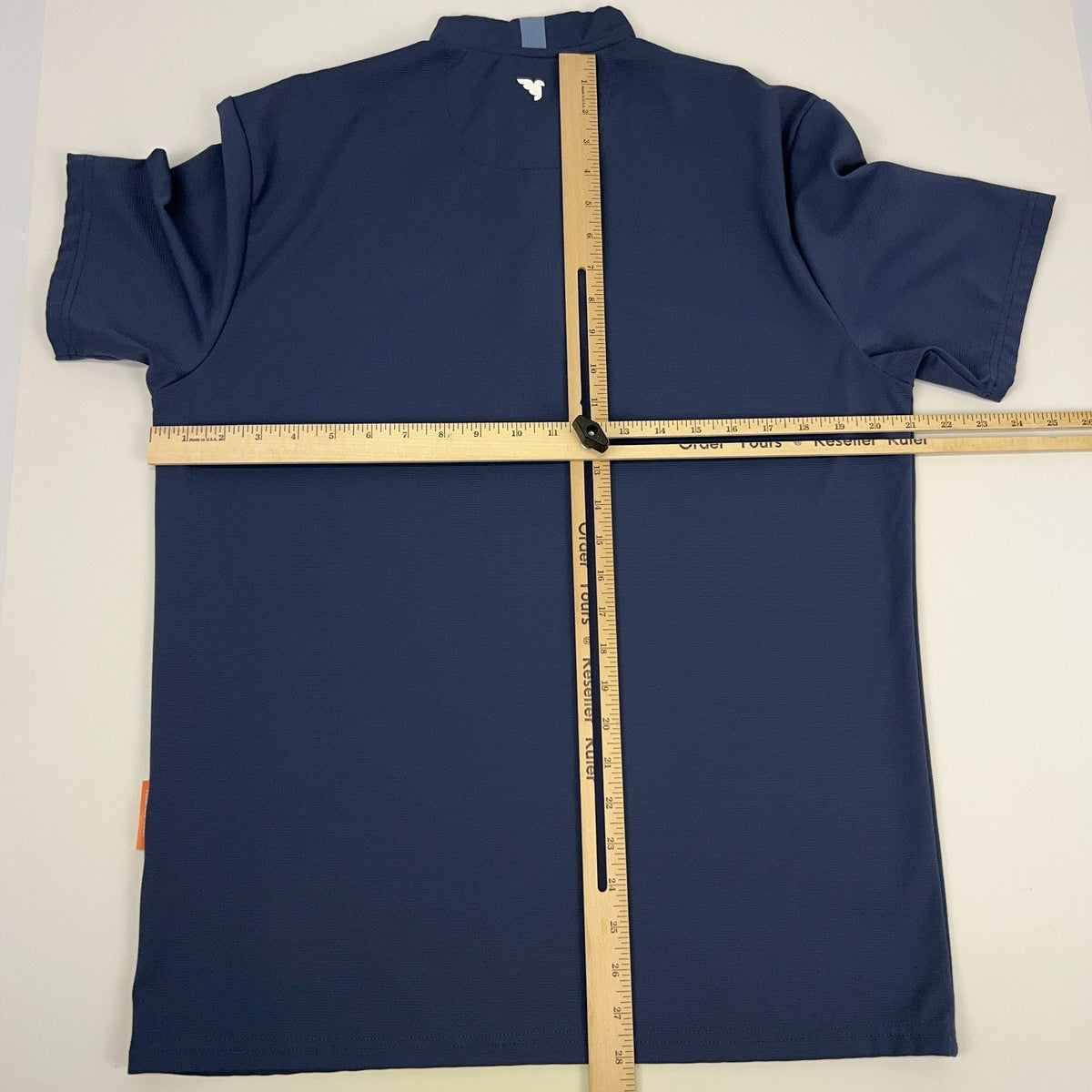 Macade Golf Heath Bomber Henley Shirt Mens M Medium Blue Short Sleeve Stretch