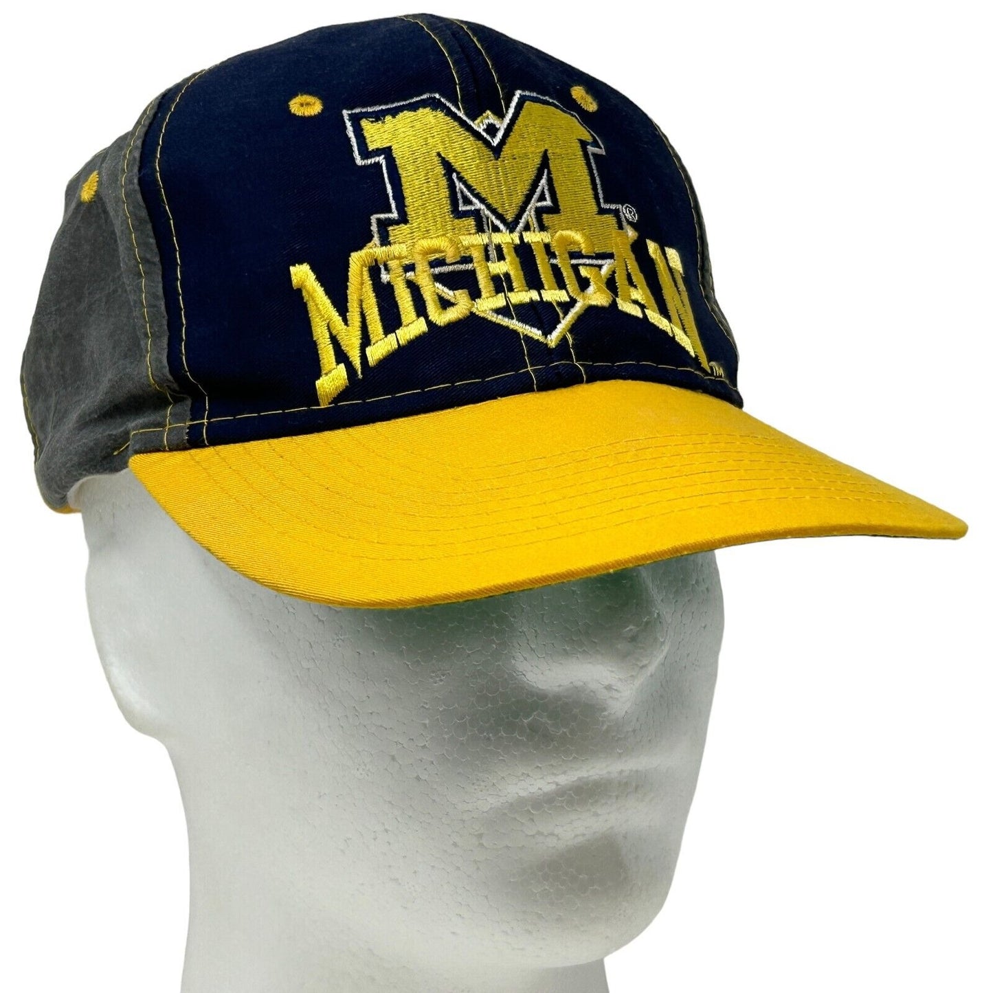 Vintage 90s Michigan Wolverines Hat Baseball Cap The Game NCAA Blue Snapback