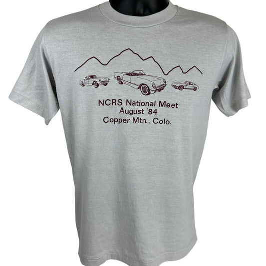 Vintage 80s Corvette NCRS Convention T Shirt Copper Mountain C1 USA Gray S Small - Neon Vintage