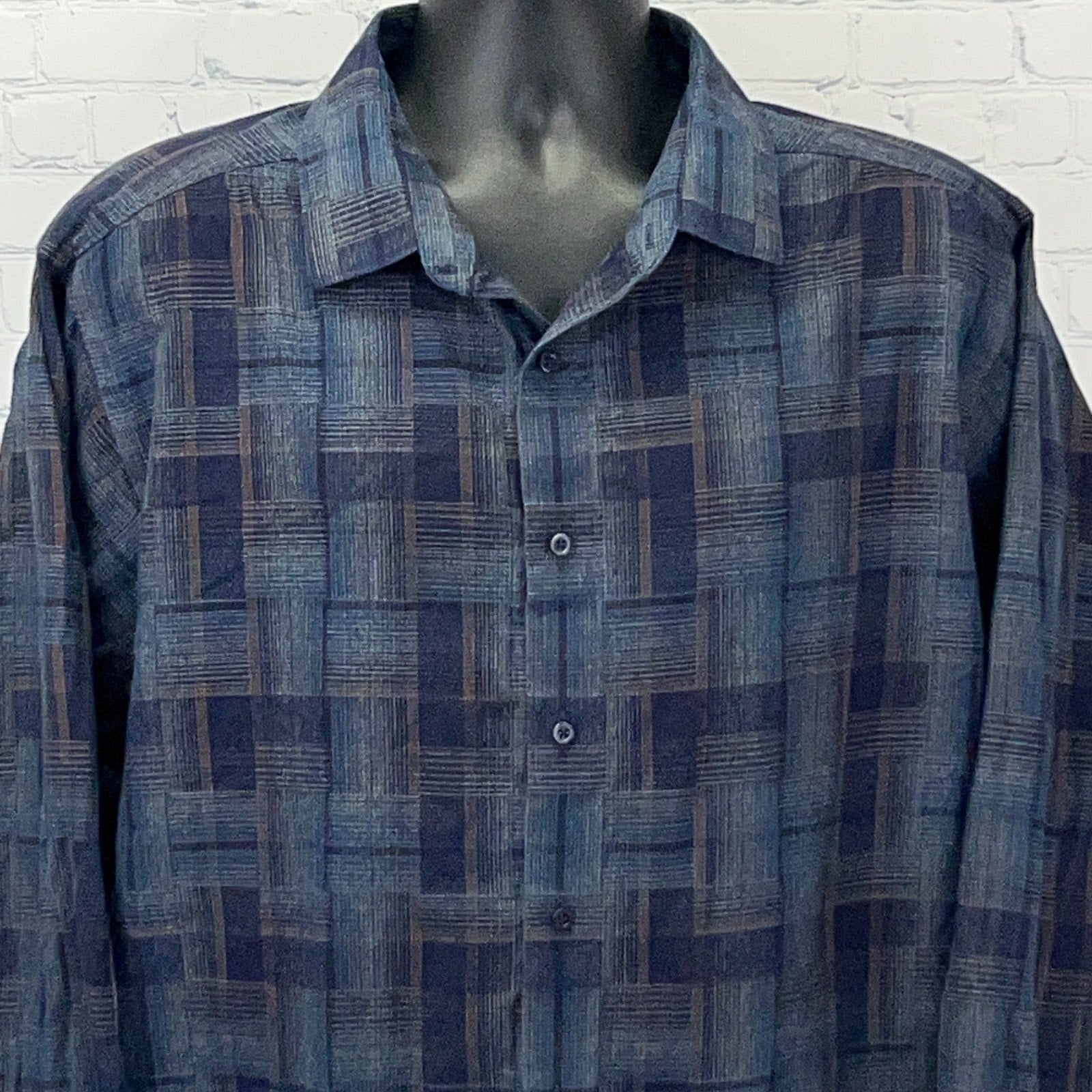 Hart Schaffner Marx Blue Plaid Long Sleeve Shirt