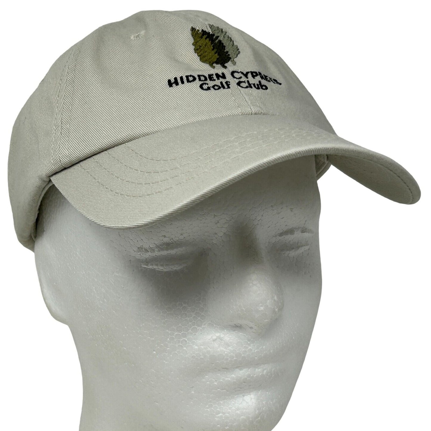 Town Talk Beige Cap with Hidden Cypress Golf Club Logo, Front View, Adjustable Fit