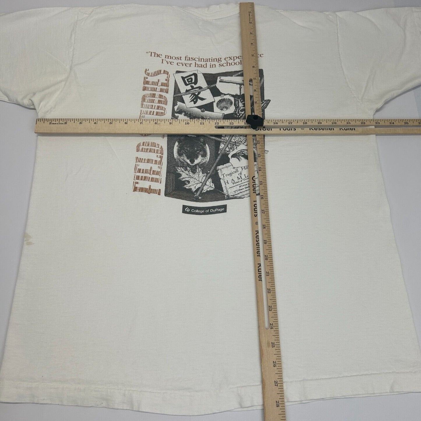 Vintage 90s College of Dupage Field Studies T Shirt USA Made White XL X-Large