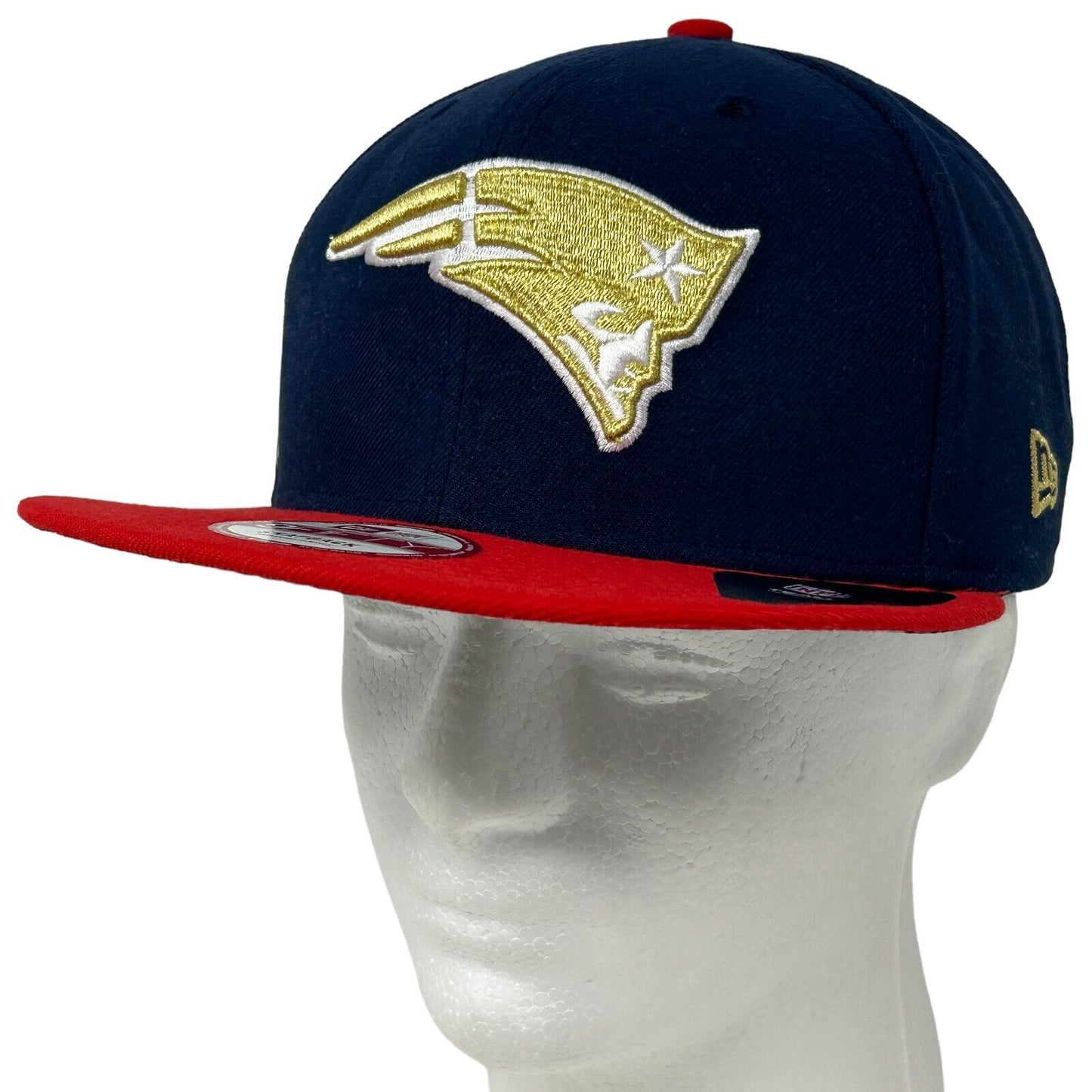 New Era New England Patriots cap in navy and red with embroidered logo on the front