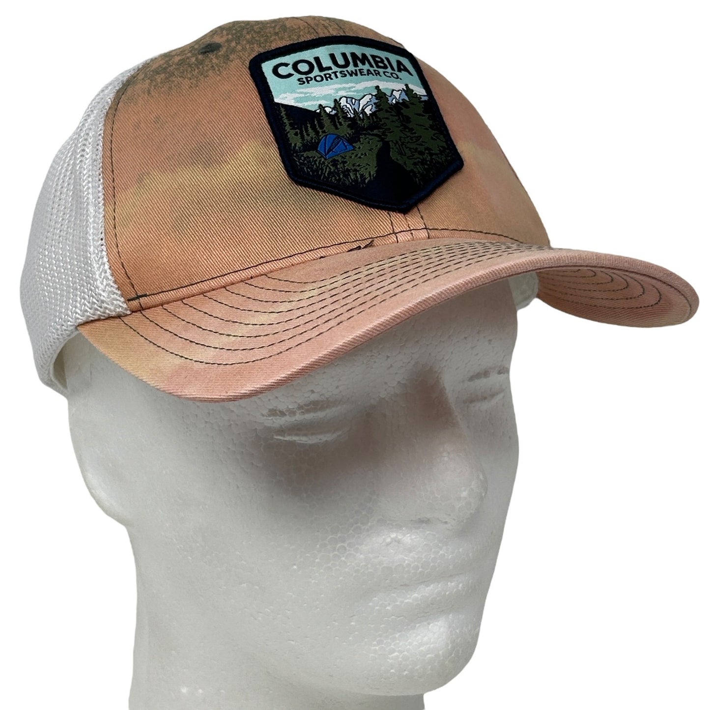 Columbia Sportswear Camping Trucker Hat Baseball Cap Camper Pink FlexFit L-XL