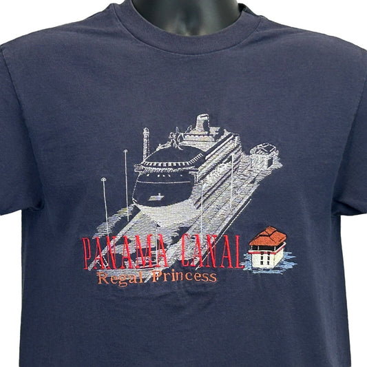 Anvil navy T-shirt featuring Panama Canal design with Regal Princess embroidery on the front