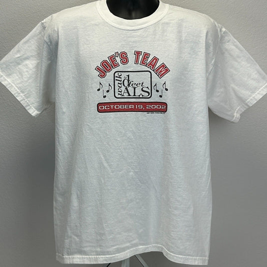 Vintage Y2Ks Walk to D'Feet ALS Joes Team T Shirt Lou Gehrig White Mens L Large