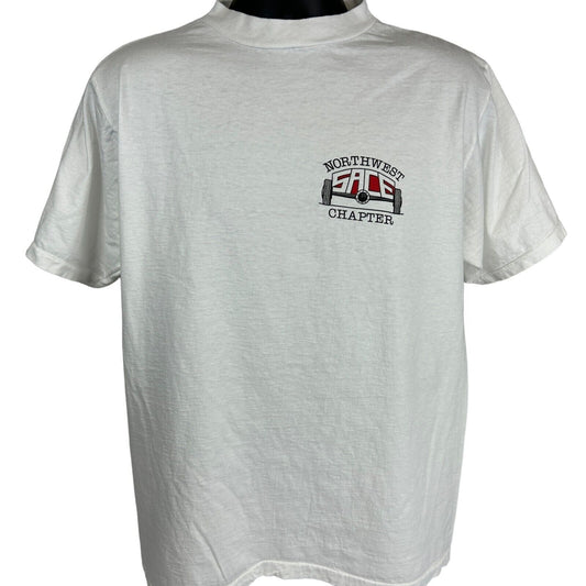 Vintage 90s Straight Axle Corvette Enthusiast T Shirt Port Ludlow White L Large - Neon Vintage