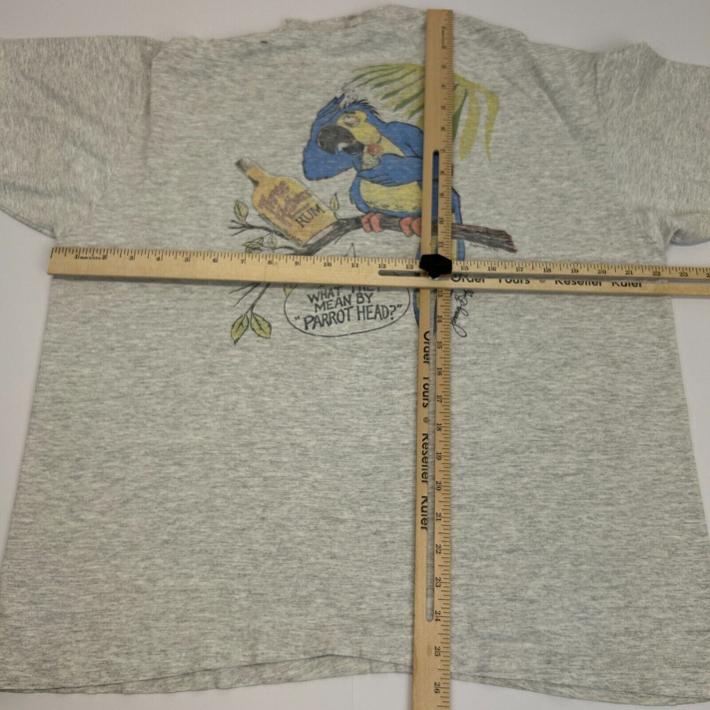 Vintage 90s Distressed Jimmy Buffett T Shirt Drunk Parrot Head Gray Mens L Large