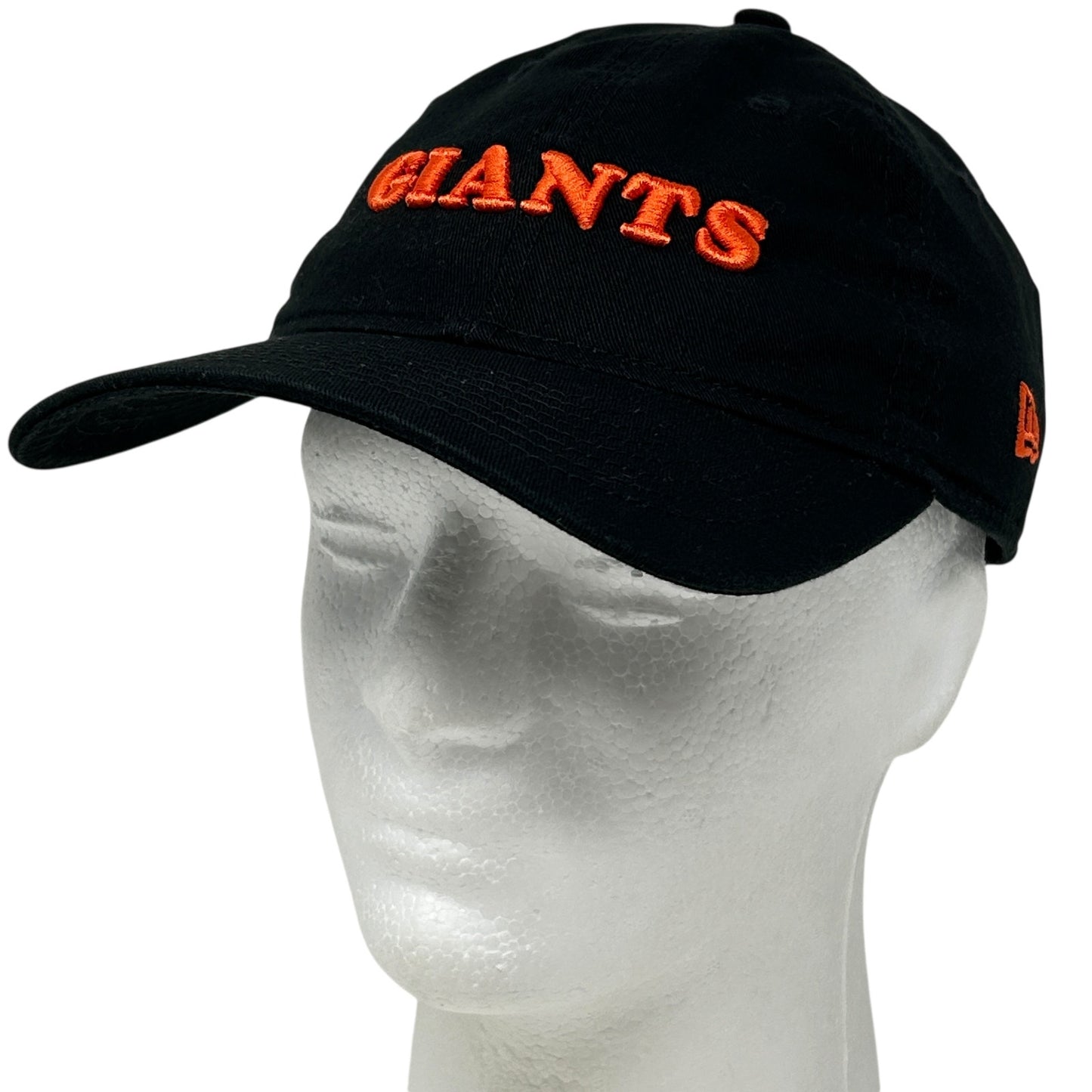 New Era San Francisco Giants Black Baseball Hat with Orange Raised Embroidery, Front View