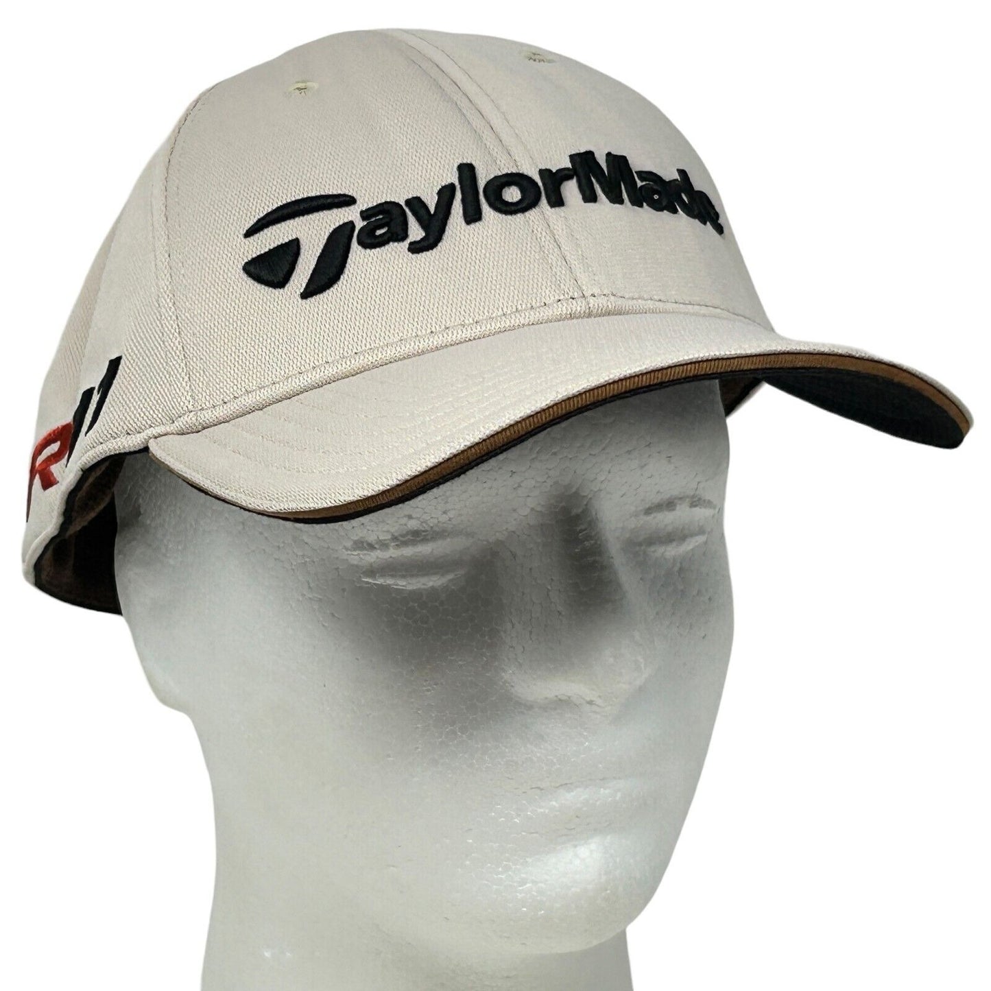 TaylorMade beige baseball cap with logo detail in black