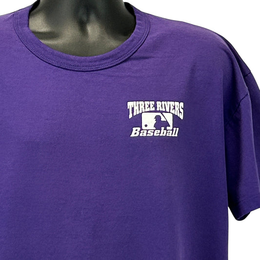Purple Russell Athletic Vintage T Shirt with Three Rivers Baseball logo on the front