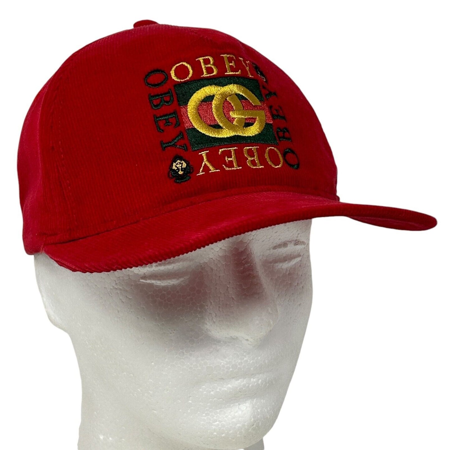 Obey Clothing OG Corduroy Hat Baseball Cap Shepard Fairey Graffiti Snapback Red