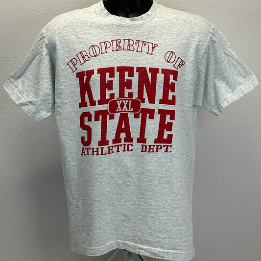 Vintage 90s Keene State College Owls T Shirt New Hampshire USA Made Gray Medium