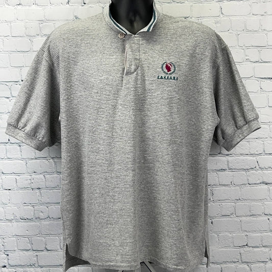 Caesars Vintage T-Shirt in Gray with Logo, Size Large, Front View, Vegas Caesars Palace Hotel Theme