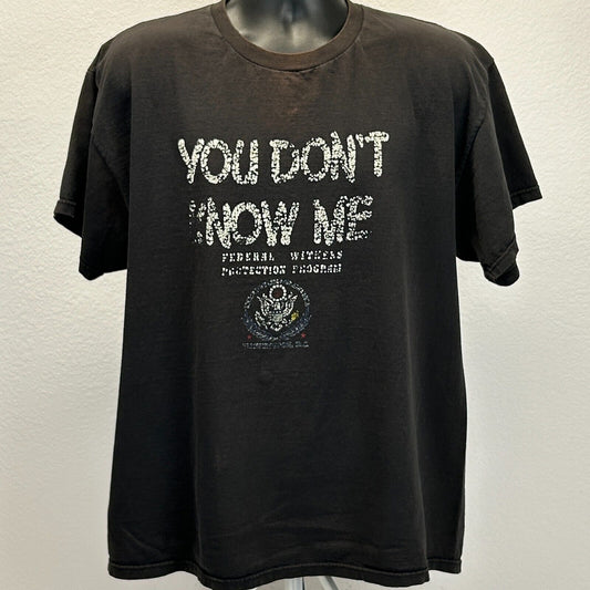 Vintage Y2Ks Federal Witness Protection Program T Shirt Black Mens XL X-Large