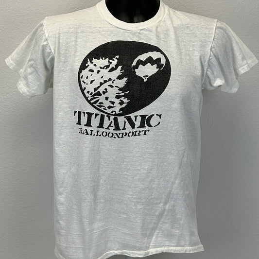 Vintage 70s 80s Titanic Balloonport Hot Air Balloon T Shirt USA White S Small - Neon Vintage