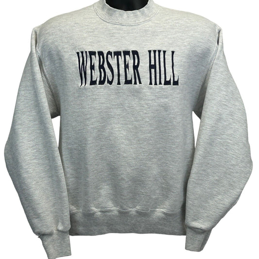 JERZEES vintage crewneck sweatshirt in gray with Webster Hill print, front view