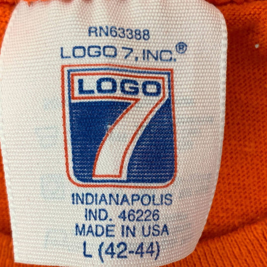 Close-up of a Logo 7 t-shirt tag showcasing Logo 7 T-Shirt Tag History and manufacturing details
