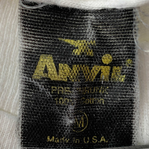 Close-up of an Anvil T-Shirt tag showcasing vintage design and fabric details for Anvil T-Shirt Tag History